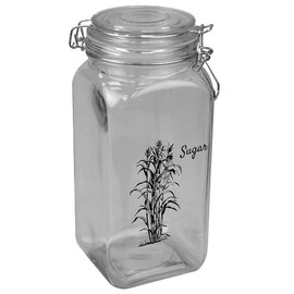 Home Basics Ludlow 53 oz. Glass Canister with Metal Clasp, Airtight Lids for Sugar Storage, Clear