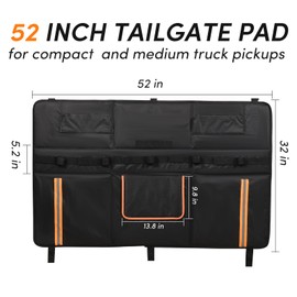 Oulisen Truck Bike Tailgate Pad, Tailgate Pad for Mountain Bike Truck Tailgate Pad with Tool Pocket, Bike Tailgate Protection Pad for Trucks, 52 Inch Tailgate Cover for Bikes