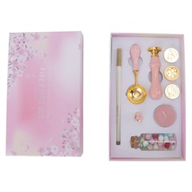 Kit de sellos de cera, kit de de timbre con Sello de flor de cerezo de latón para invitación de boda, y decoración de paquete de vino