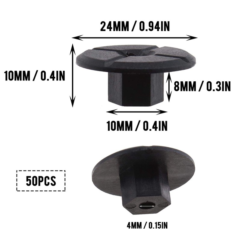SING F LTD 50Pcs 4mm Unthreaded Plastic Nuts Black for