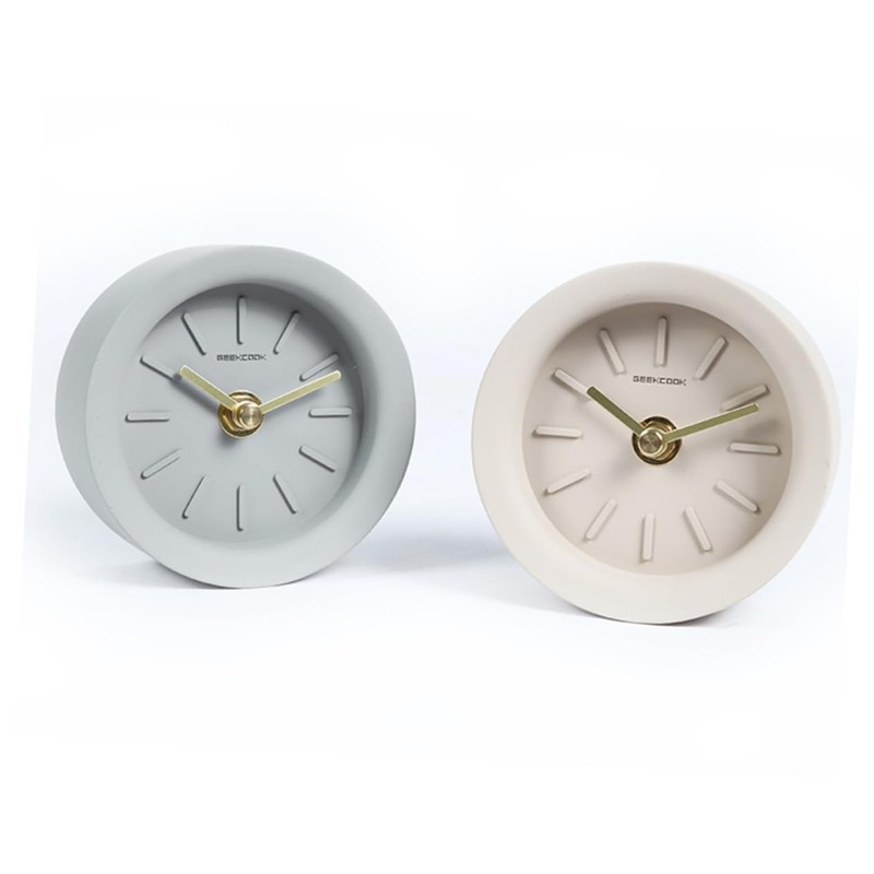 ORFOFE 1pc Industrial Style Mute Clock Light Grey Desktop Clock