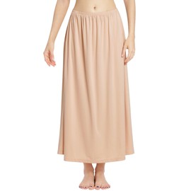 MANCYFIT Half Slips for Women Long Slip Under Dress Invisible Straps Underskirt for Dresses Nude Medium