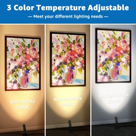 SUNVIE 2 Pack LED Spot Lights 3000K/4000K/5000K Adjustable Dimmable Floor Spotlight Lamp for Plants Decor 120V Uplighting for Artwork Wall Accent Lighting