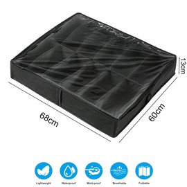 GJIE Under Bed Shoe Storage Organiser, Folding Under Bed Shoe Box with Transparent Lid Fits 12 Pairs Total - Underbed Storage Solution (1 Pcs Black)