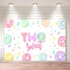 Donut's 2nd Birthday Backdrop Two Sweet Birthday Backdrop Donut Sweet