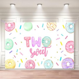 Donut's 2nd Birthday Backdrop Two Sweet Birthday Backdrop Donut Sweet 3X5ft