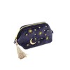 Handy cosmetic makeup bag,Navy Velvet Embroidered Applique Moon Stars Sun