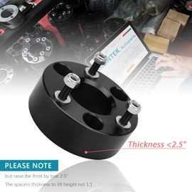 IRONTEK Front Leveling Kit Raise 2.5" Strut Lift Spacers Compatible for 06-10 Dodge Ram1500, 11-20 Ram 1500, 05-10 Dakota 2WD, 04-09 Durango Suspension Level Kit 2.5inch (ID-57.4mm OD-128mm Black)