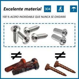 Kit de tornillos antirrobo para matrícula,Tornillos antirrobo de acero inoxidable,Con herramienta de instalación, apto para matrícula de coche, furgoneta, SUV, camión o motocicleta.