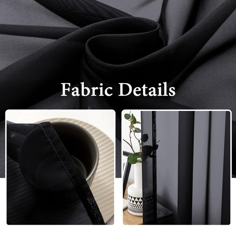 MIULEE 2 Panels Solid Color Sheer Window Curtains Elegant Window