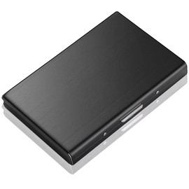 VEAGIA Card Case, Skimming Prevention, Card Case, Stainless Steel, 6 Slots Extended Edition, Men's & Women's, Anti-Magnetic, Thin, Large Capacity, Lightweight, Black