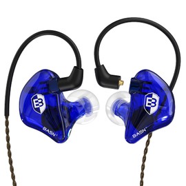 BASN Bsinger In-Ear-Monitore Geräuschisolierende Kopfhörer, Dual-dynamische Treiber High Definition Kabelgebundene Ohrhörer mit abnehmbarem MMCX-Kabel für Musiker Schlagzeuger Sänger (Blau)