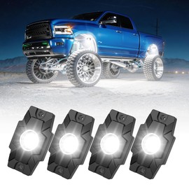 EK ENNOKING LED Rock Lights Trail Rig Lamp Rocklights 6500K Pure White LED Neon Underglow Lights IP68 Waterproof 9-24V for Off Road Truck Golf Carts ATV UTV SUV SXS RV Motorcycle Boat (4 Pods)