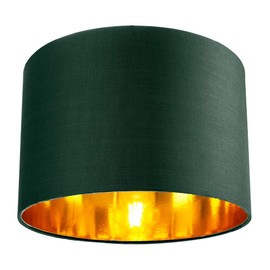 Contemporary and Chic Forest Green Cotton 12" Table or Pendant Circular Drum Lamp Shade with Shiny Copper Inner - 60watt Maximum by Happy Homewares