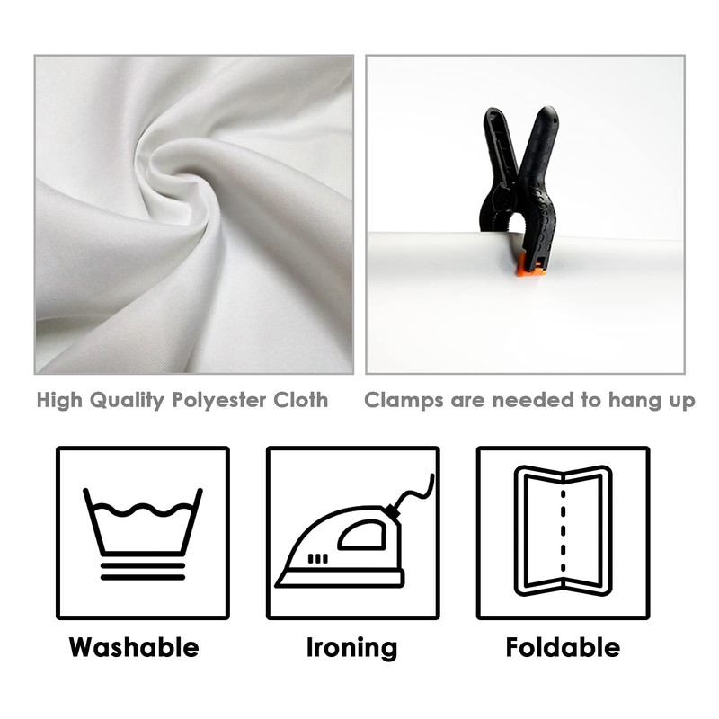 xisho White Screen Backdrop 6.6×5ft Portrait Background 100% Polyester Collapsible