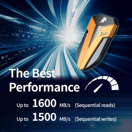 DATO 2TB External SSD, ARES Amber Shield Portable SSD w/LED, Up to 1600/1500 MB/s, OTG-Supported, Waterproof USB 3.2 Gen 2x2 Type C Rugged External Solid State Drive