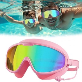 Goggles Natación, Gafas de Natación Anti Niebla UV, Anteojos de Natación Ajustables de Silicona, Sin Fugas, Máxima Comodidad, Gafas para Niños y Niñas (Rosa)