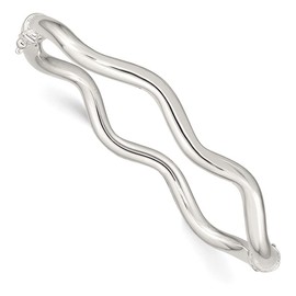 Diamond2Deal 925 Sterling Silver Wavy Hinged Bangle Bracelet