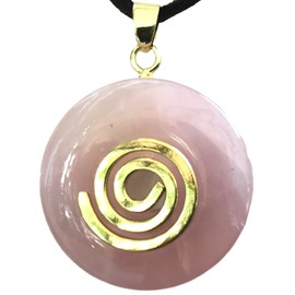 Steinfixx® - Premium Rose Quartz Gemstone Donut Optional as a Necklace with Gold or Silver Pendant or 80 cm Leather Cord | Healing Stone | Gemstone | Chakra Stone, Crystal Gemstone Crystal gemstone