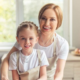 YEESIA Mum Rabbit Baby Rabbit Necklace Sterling Silver Mother Daughter Son Necklace Jewellery Gifts for Mother's Day I Love You to the Moon & Back Birther Day Eaters Day, Sterling Silver, Cubic