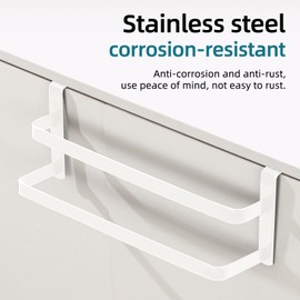 CHIKESI Double Layer Over Cabinet Towel Bar Holder, 2-Pack Stainless Steel Towel Bar for Hanging 2 Towels, Over The Door Towel Rack for Kitchen and Bathroom, Space-Saving Towel Hanger (White)