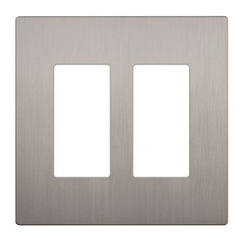 LIDER Brushed Finish Decorator Switch Cover, Screwless Wall Plate, Mid-Size 2-Gang 4.88" x 4.92", Unbreakable Polycarbonate Thermoplastic, UL Listed, LSWP-32M-BNK, Brushed Nickel