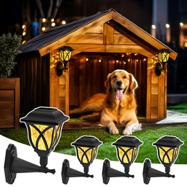 TISEJOY Solar Wall Lantern Dog House Lights, Waterproof Solar Powered Decorative Lights for Pet House, Fence, Garden, Shed and Backyard (4 Pack)