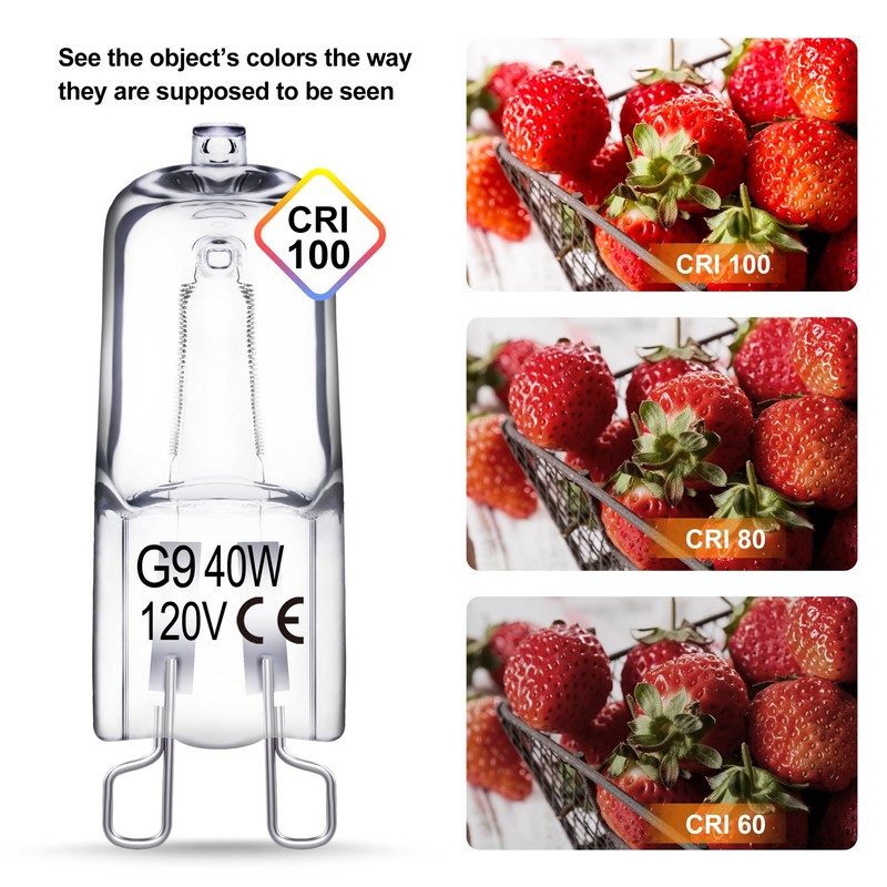 EvaStary G9 Halogen Light Bulbs 2 pin 120V 40W, Dimmable