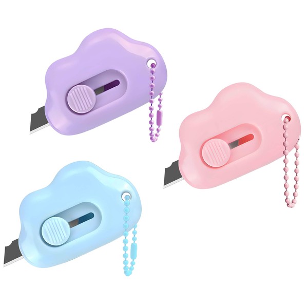 Muclip Cloud Shaped Retractable Box Cutter Set - 3 Pack