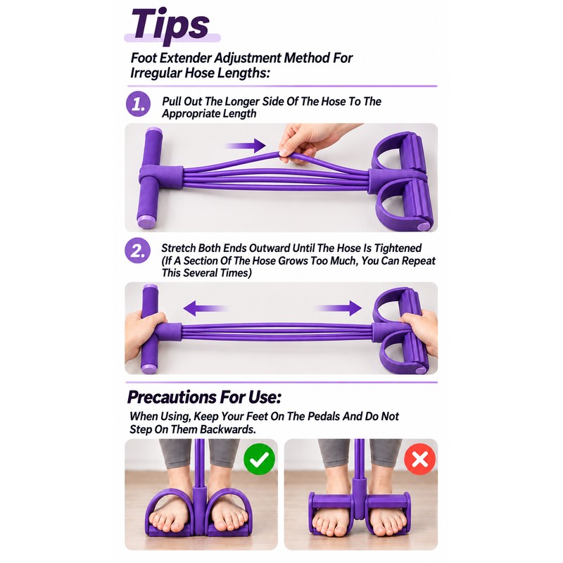 4‑Tube Pedal Tension Rope Multi‑Functional Household Fitness Elastic Band for
