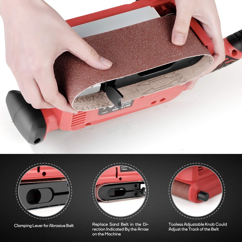 Eastvolt 7 Amp Belt Sander 200-360RPM with 6 Variable Speed,