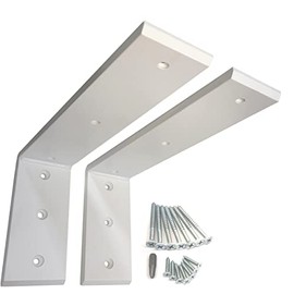 Dmax Heavy Duty L Brackets for Shelves, Countertop Brackets, Wall Shelf Bracket, Mantel Brackets | White, 10" x 6" x 2.5" | 2 Pack | 3/8" Thick Steel, Supports 300 lbs, Floating Design