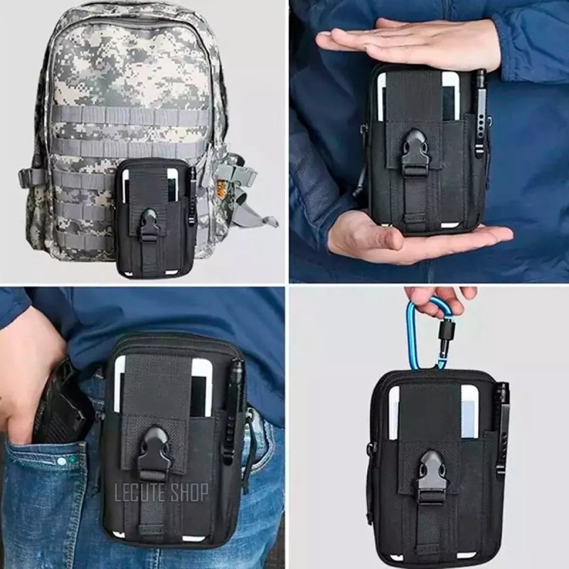 LJK Bolsa Morral Tactica Porta Celular Cinturon Multiusos Campin