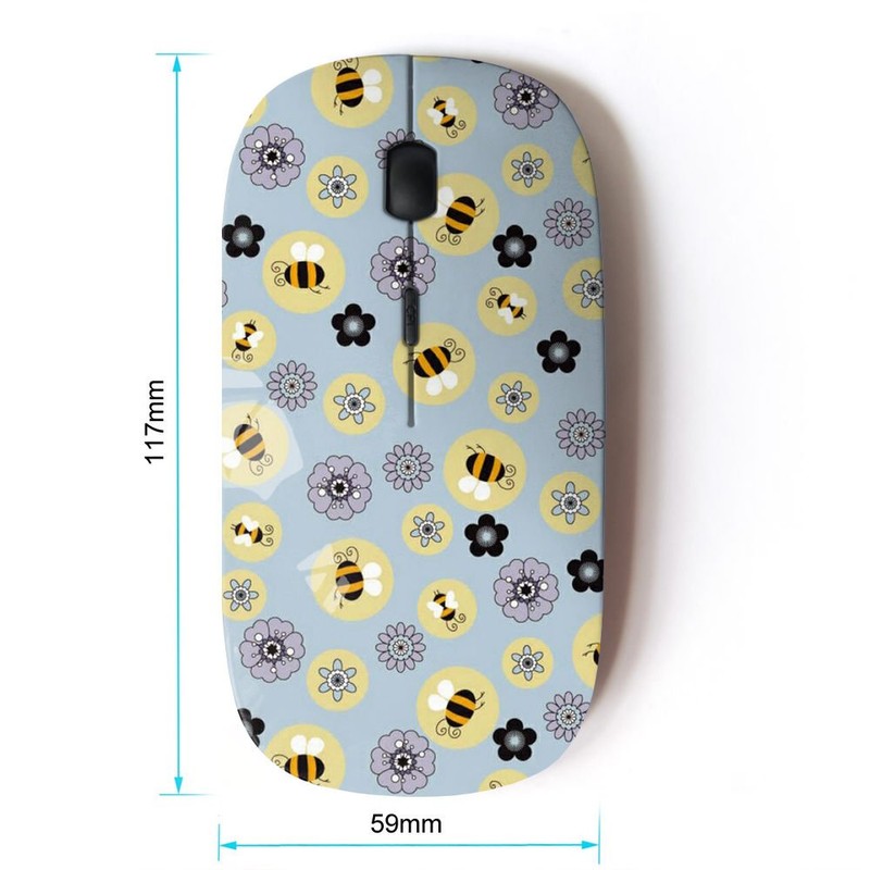 KawaiiMouse [ Optical 2.4G Wireless Mouse ] Bee Flowers Pattern