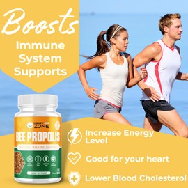 HONEYBEEZONE Bee Propolis Extract Capsules, Immune Support Supplement, Natural Immune Booster, Non-GMO Gluten-Free additive free 500 mg 60 Vegan Capsules with Carob Powder for Men and Women