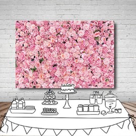 LYWYGG 8 x 6 ft 3D Flower Wall Background Flowers Background Photography Background Pink Flowers Background Home Decor Background Wedding Background Studio Birthday Party Background CP-314 0806