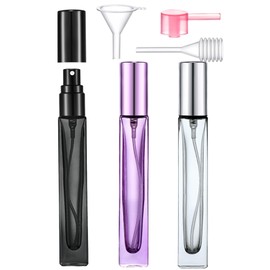 Yikimyfo Travel Perfume Bottle Refillable, 3 Pcs 10ml/0.34oz Fine Mist Glass Perfume Spray Bottles Empty Leak-proof Cologne Spray Bottle Mini Perfume Atomizer with Tool