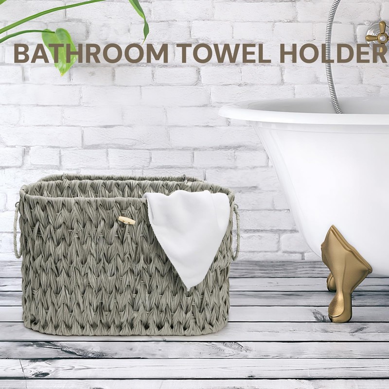 Pumtus Toilet Paper Storage Basket, Handwoven Toilet Paper Holder with