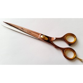 blushtech 8" Lefty Left Handed Professional dog cat grooming scissor, pets grooming scissor hair cutting salon scissors + Free Scissor Pouch-ROSE GOLD COLOUR