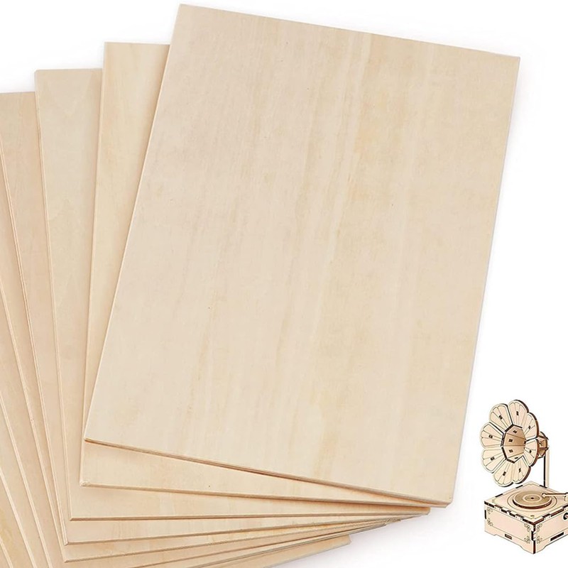 HugeDE 4 Pcs 2mm Thin Wood Sheets Unfinished Wooden Sheets