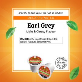 Twinings Decaffeinated Earl Grey Black Tea K-Cup Pods for Keurig, 24 Count (Pack of 1), Flavoured with Citrus and Bergamot, Enjoy Hot or Iced