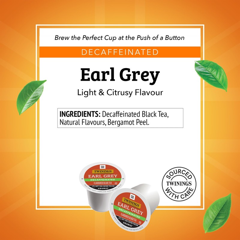 Twinings Decaffeinated Earl Grey Black Tea K-Cup Pods for Keurig,