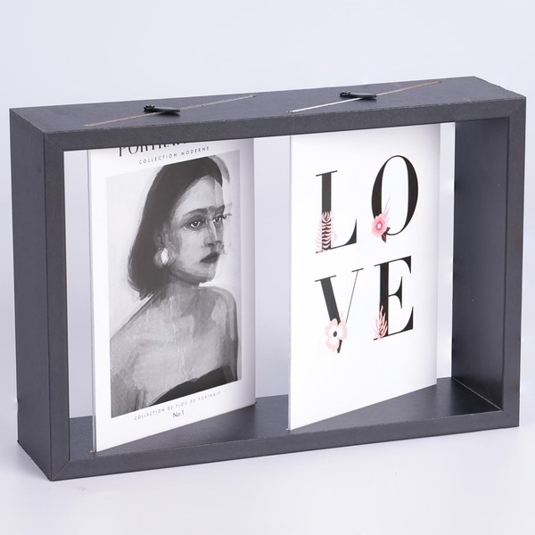 NUPTIO Black Photo Frames for Family: Double Picture Frame for