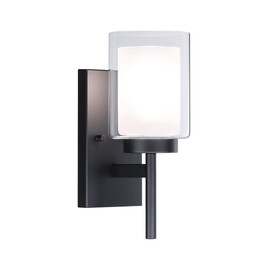 XiNBEi Lighting Wall Light, Classic Indoor 1 Light Black Vanity Sconce Light with Dual Glass Shade for Bathroom Kitchen & Living Room XB-W1276-1-MB