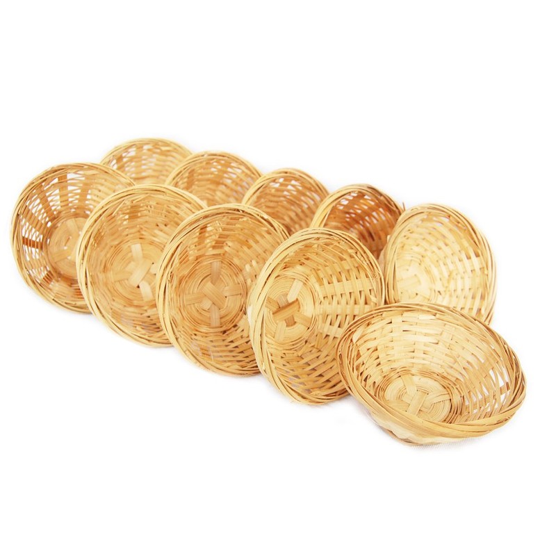 Set Bamboo Basket, Decorative Basket Weave Round 4 by 4
