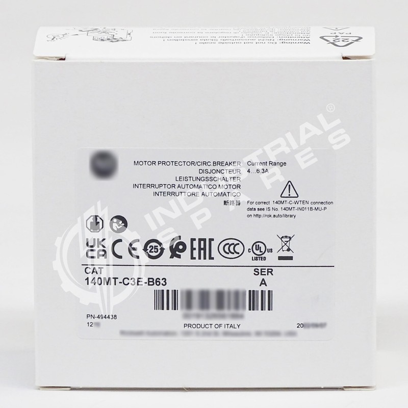 140MT-C3E-B63 Series C Motor Protection Circuit Breaker, 4.0-6.3 A, Frame