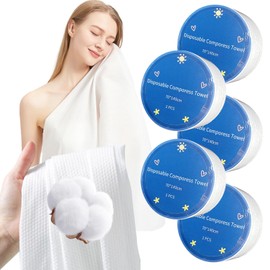 GEN'C BÉAUTY 5 Pack Large Compressed Bath Towels, 55" x 28" Portable Travel Towel Tablets, Disposable Soft Cotton Towels for Camping, Gym & Outdoor Activities