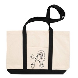 Canvas Shopping Tote Bag Poodle Black Poodle Dog Beach Bags for Women Black Design Only
