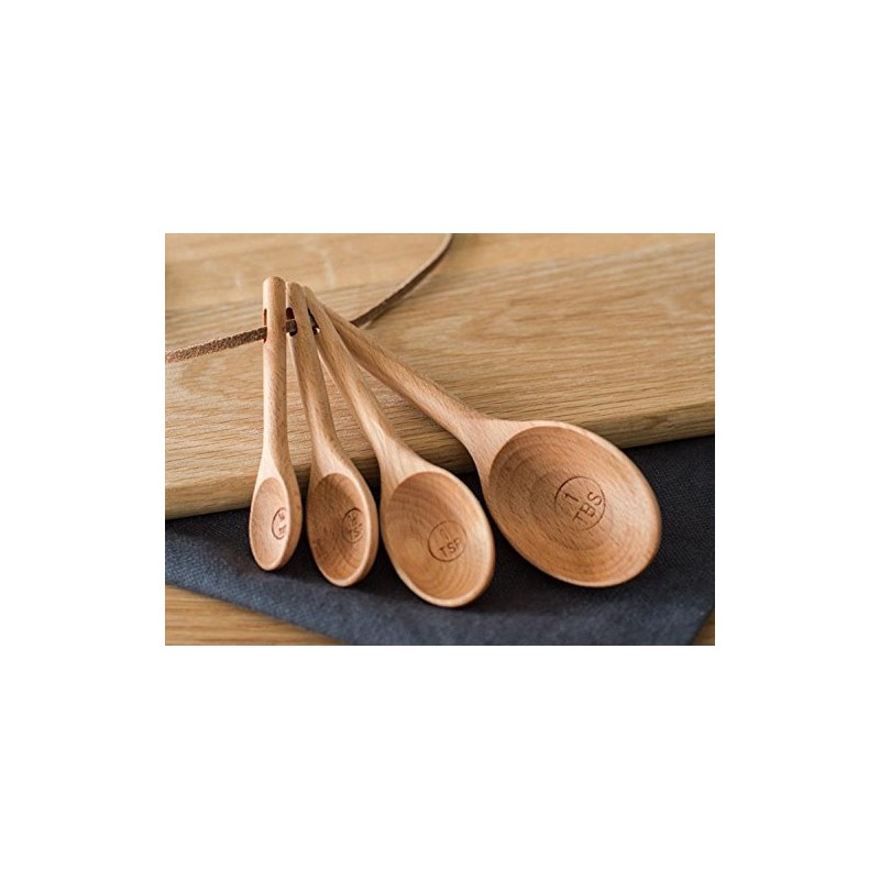 Lautechco? 4pcs/set Japanese Style Wooden Measuring Spoons Set Healthy No