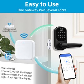 Smart Lock G2 WiFi Gateway,Keyless Entry Door Lock & TT Lock App Bluetooth Remotely Control, Paired with Smart Door Lock WiFi Gateway Smart Hub Compatible with Alexa Voice Control